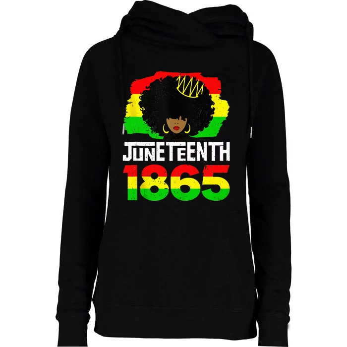 Juneteenth Black Queen Afro Melanin Magic Womens Funnel Neck Pullover Hood