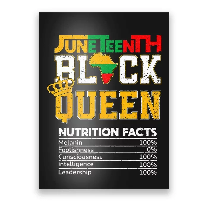 Juneteenth Black Queen Nutrition African American Girl Poster