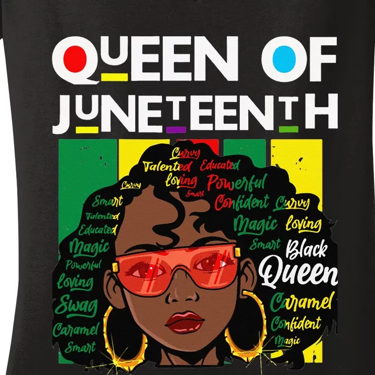 Juneteenth Black Queen Melanin Magic Sista Women's V-Neck T-Shirt