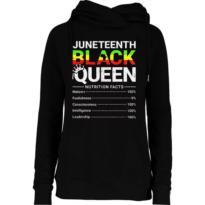 Juneteenth Black Queen Nutritional Facts Afro  Novelty Womens Funnel Neck Pullover Hood