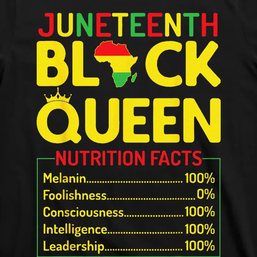 Juneteenth Black Queen Nutritional Facts Melanin African Mom T-Shirt