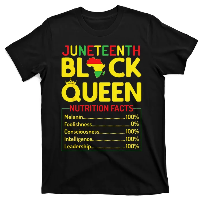 Juneteenth Black Queen Nutritional Facts Melanin African Mom T-Shirt