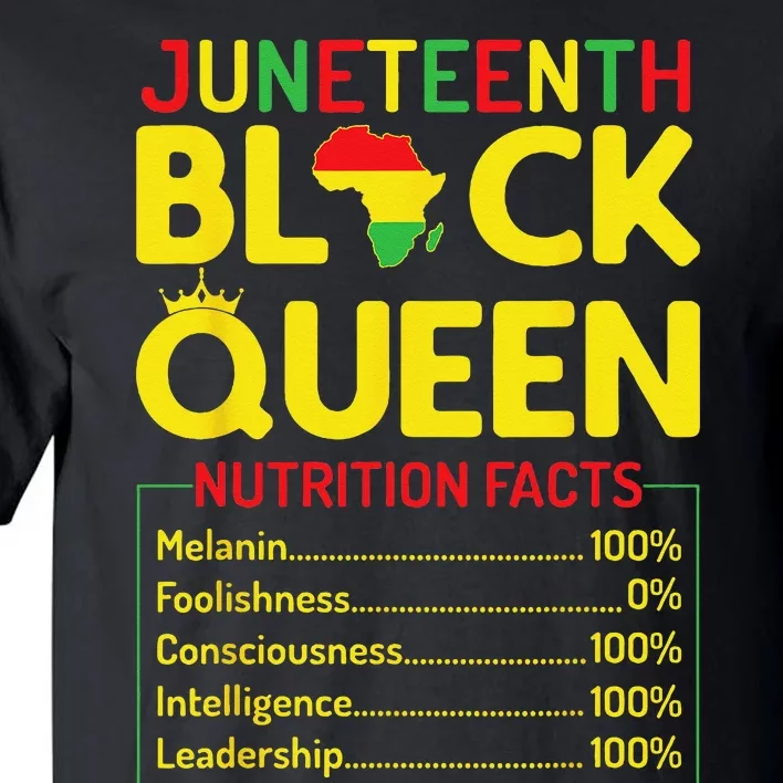 Juneteenth Black Queen Nutritional Facts Melanin African Mom Tall T-Shirt