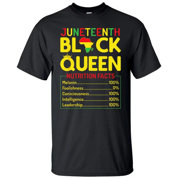 Juneteenth Black Queen Nutritional Facts Melanin African Mom Tall T-Shirt