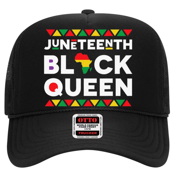 Juneteenth Black Queen High Crown Mesh Trucker Hat