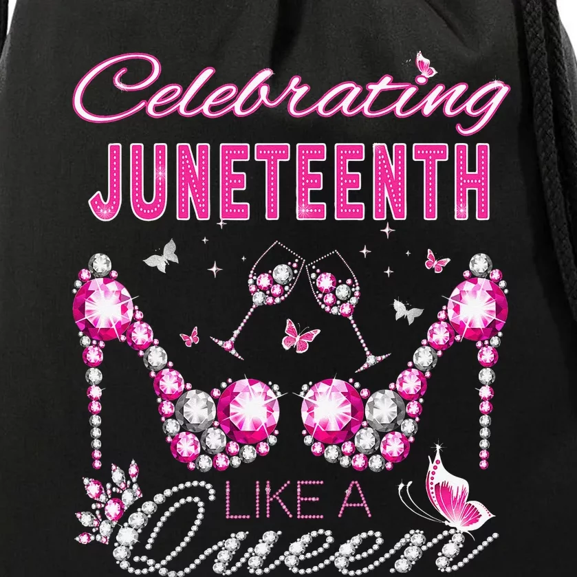 Juneteenth Black  queen Celebrate Independence Drawstring Bag