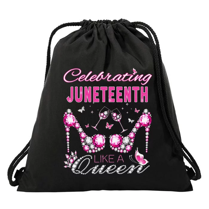 Juneteenth Black  queen Celebrate Independence Drawstring Bag