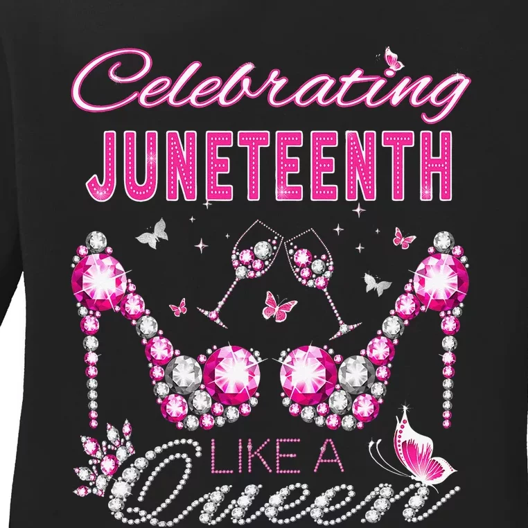 Juneteenth Black  queen Celebrate Independence Ladies Long Sleeve Shirt