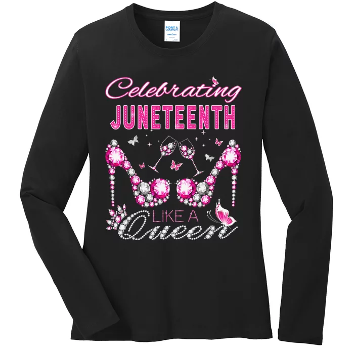 Juneteenth Black  queen Celebrate Independence Ladies Long Sleeve Shirt