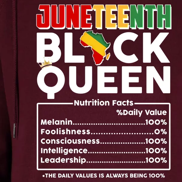 Juneteenth Black Queen Nutritional Facts Womens Funnel Neck Pullover Hood