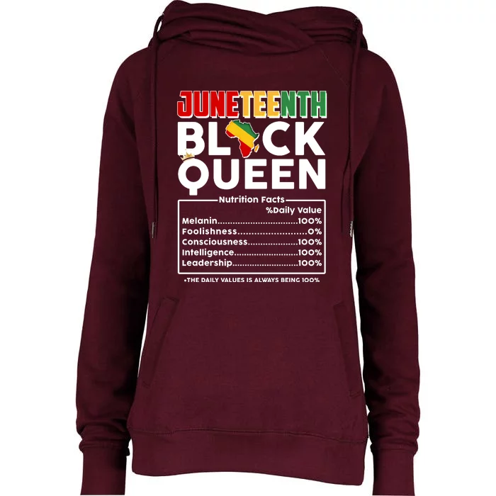 Juneteenth Black Queen Nutritional Facts Womens Funnel Neck Pullover Hood