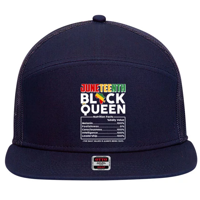 Juneteenth Black Queen Nutritional Facts 7 Panel Mesh Trucker Snapback Hat