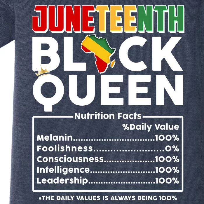 Juneteenth Black Queen Nutritional Facts Baby Bodysuit