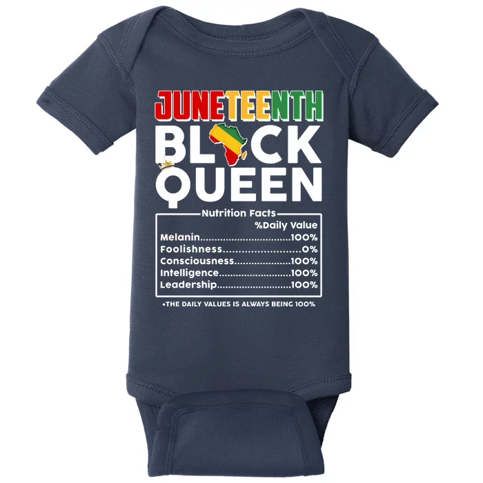 Juneteenth Black Queen Nutritional Facts Baby Bodysuit