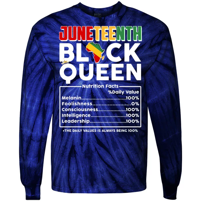 Juneteenth Black Queen Nutritional Facts Tie-Dye Long Sleeve Shirt