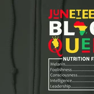 Juneteenth Black Queen Nutritional Facts Freedom Day Full Zip Hoodie