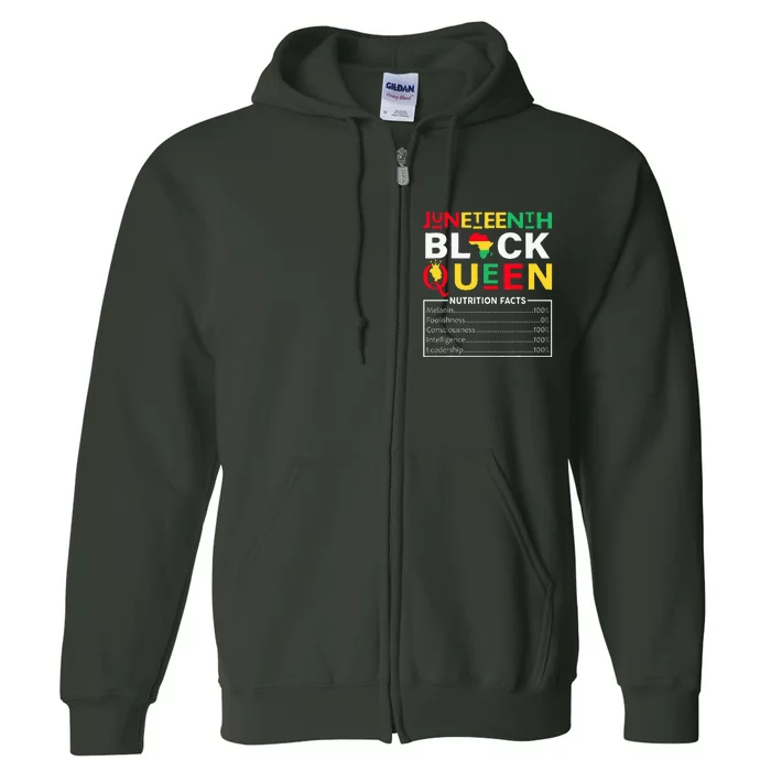 Juneteenth Black Queen Nutritional Facts Freedom Day Full Zip Hoodie