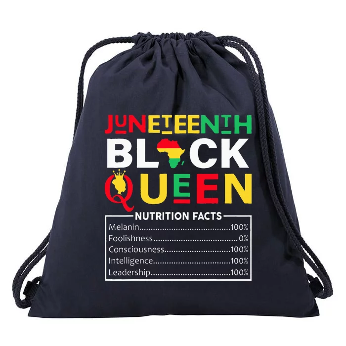 Juneteenth Black Queen Nutritional Facts Freedom Day Drawstring Bag