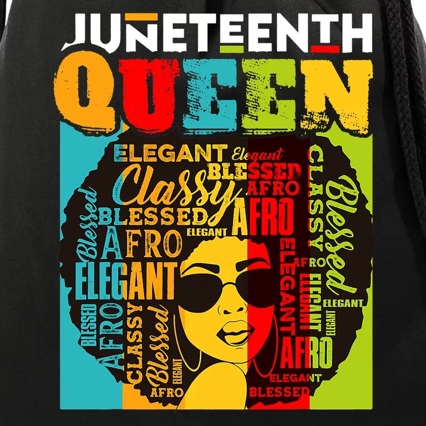 Juneteenth Black Queen Afro Melanin Girl Magic African Retro Drawstring Bag