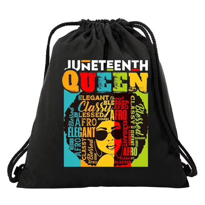 Juneteenth Black Queen Afro Melanin Girl Magic African Retro Drawstring Bag