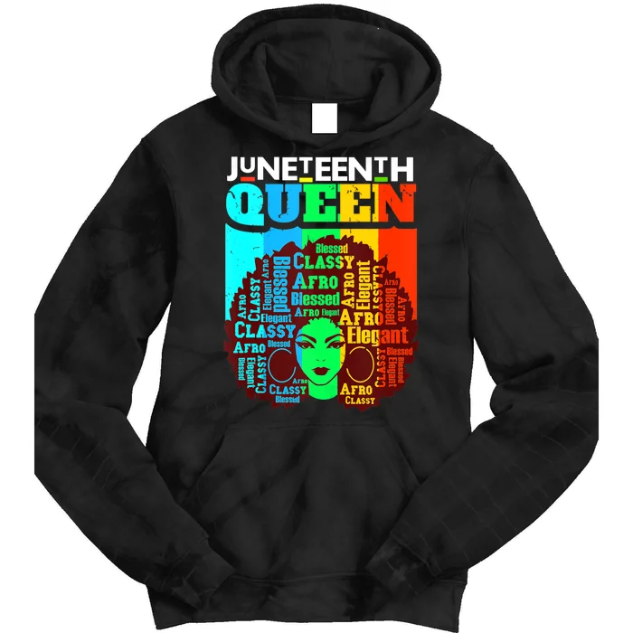 Juneteenth Black Queen Afro Melanin Girl Magic Women Girl Tie Dye Hoodie