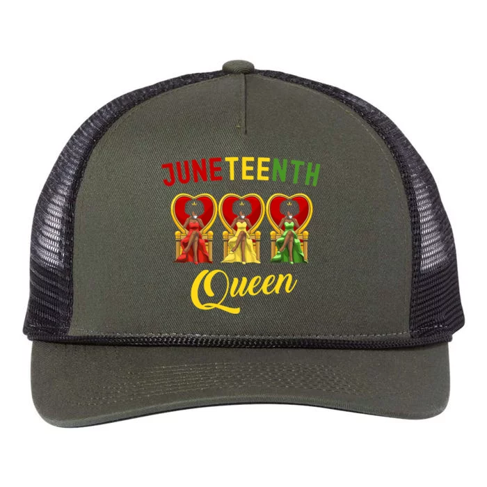 Juneteenth Black Queen Afro Melanin Girl Magic Women Black History Month Retro Rope Trucker Hat Cap