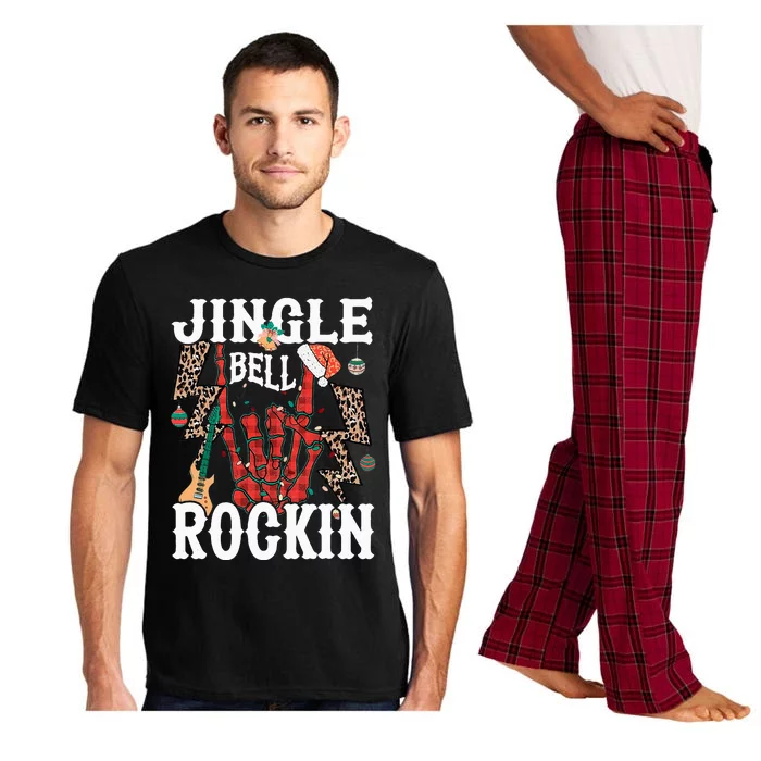 Jingle Bell Rockin Christmas Rock Sign Retro Music Guitar Pajama Set