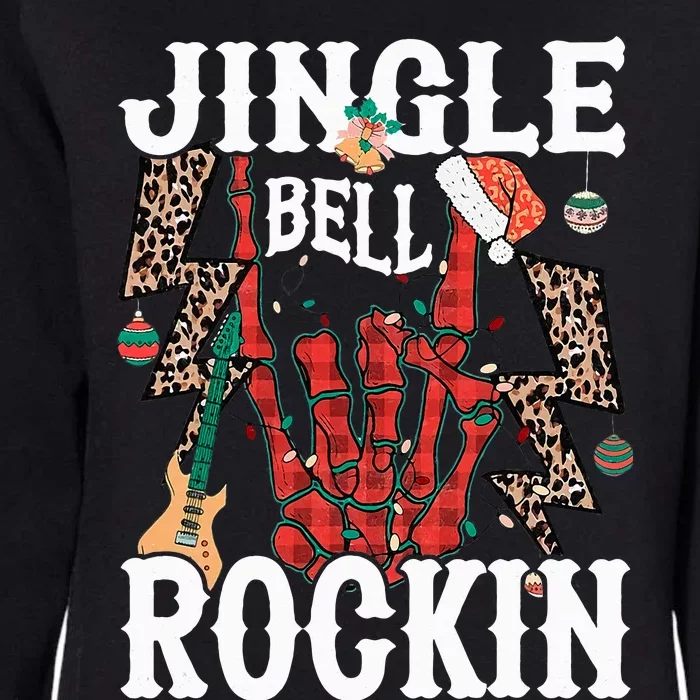 Jingle Bell Rockin Christmas Rock Sign Retro Music Guitar Womens California Wash Sweatshirt