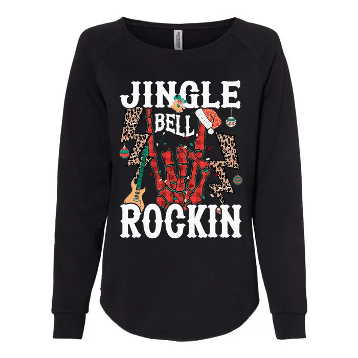 Jingle Bell Rockin Christmas Rock Sign Retro Music Guitar Womens California Wash Sweatshirt