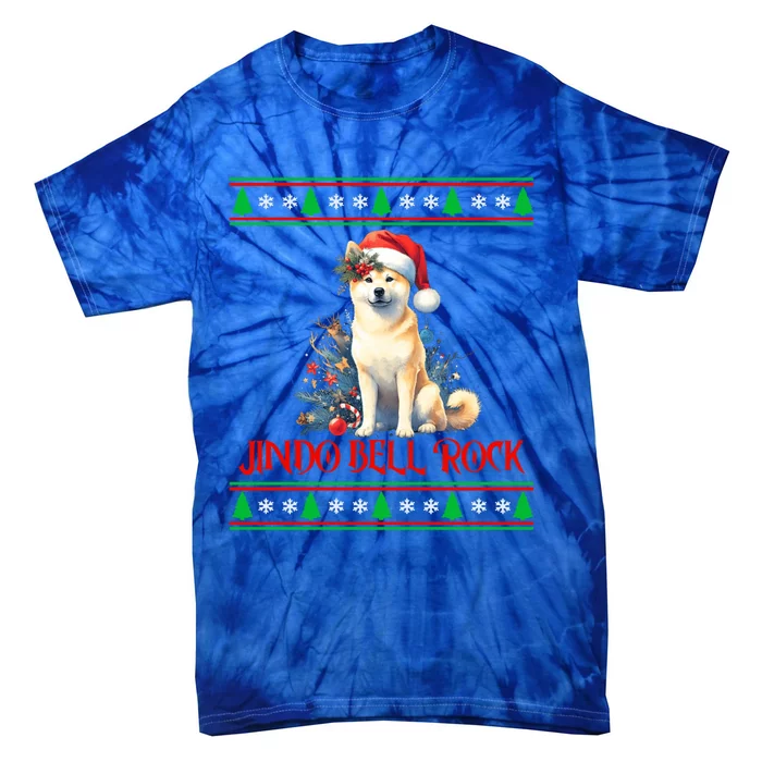 Jindo Bell Rock Cute Xmas Jindo Dog Santa Christmas Puns Gift Tie-Dye T-Shirt