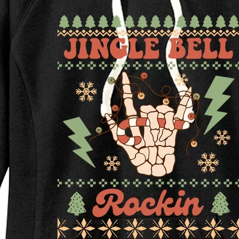 Jingle Bell Rockin Skeleton Hand Ugly Christmas Women's Fleece Hoodie