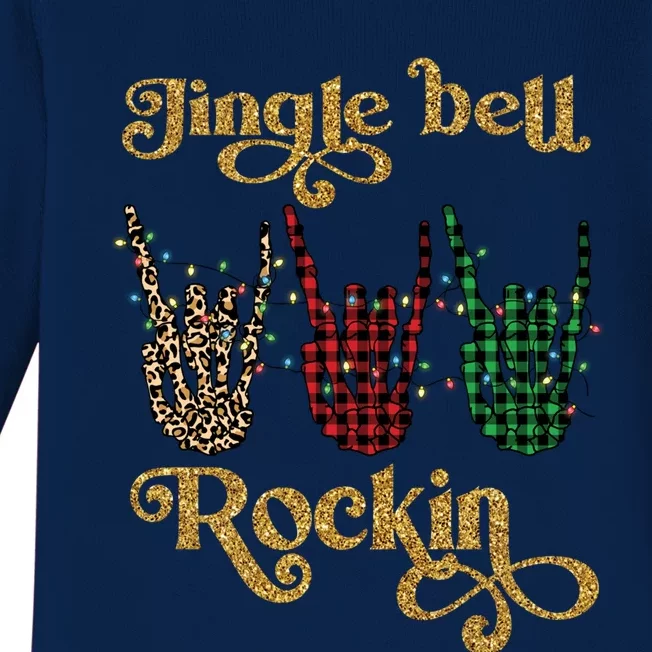 Jingle Bell Rockin Merry Christmas Santa Rock Fan Funny Gift Xmas Gift Baby Long Sleeve Bodysuit