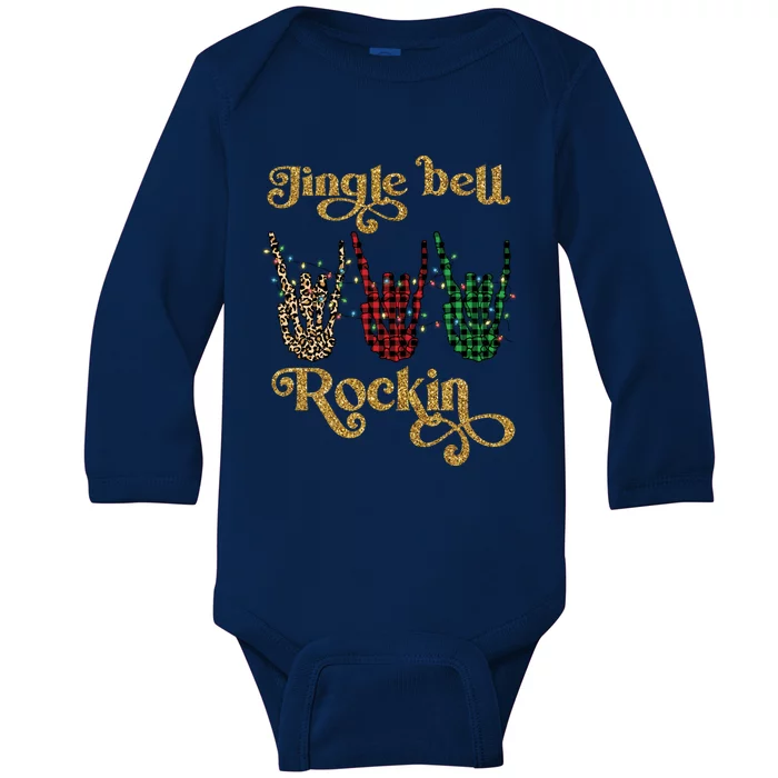 Jingle Bell Rockin Merry Christmas Santa Rock Fan Funny Gift Xmas Gift Baby Long Sleeve Bodysuit