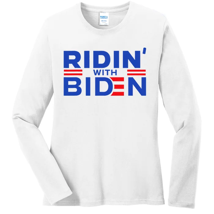 Joe Biden Ridin With Biden Funny Riding With Biden Ladies Long Sleeve Shirt