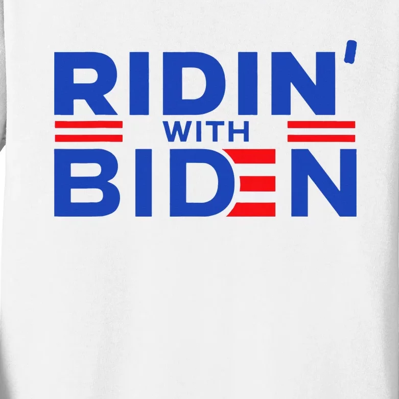 Joe Biden Ridin With Biden Funny Riding With Biden Kids Long Sleeve Shirt