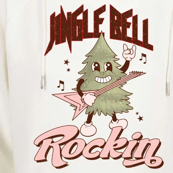 Jingle Bell Rockin Guitar Tree Womens Funnel Neck Pullover Hood