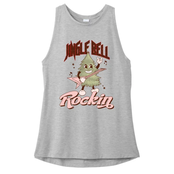 Jingle Bell Rockin Guitar Tree Ladies Tri-Blend Wicking Tank