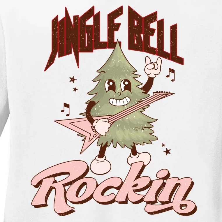 Jingle Bell Rockin Guitar Tree Ladies Long Sleeve Shirt