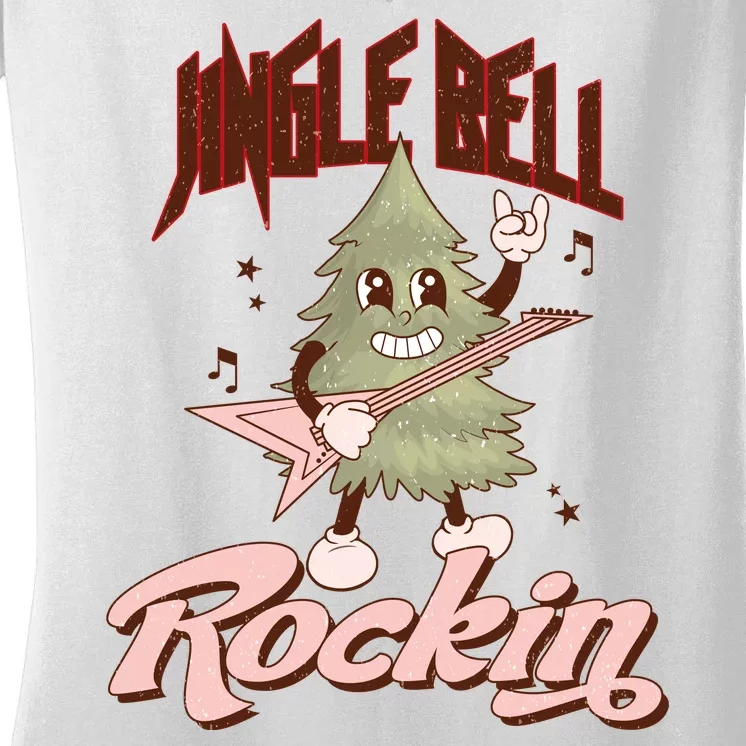 Jingle Bell Rockin Guitar Tree Women's V-Neck T-Shirt