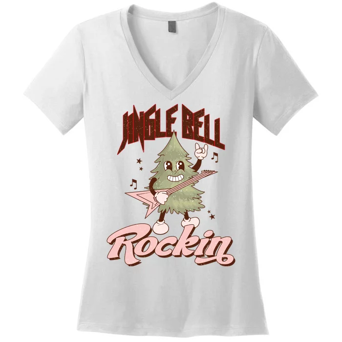 Jingle Bell Rockin Guitar Tree Women's V-Neck T-Shirt