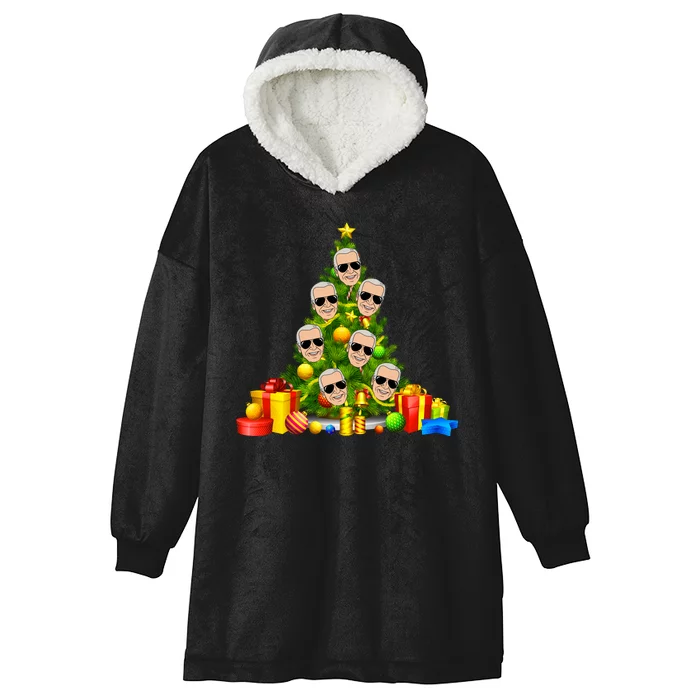 Joe Biden Rockin Around The Christmas Tree Hooded Wearable Blanket