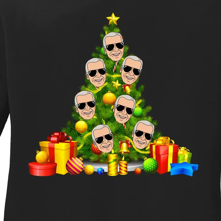 Joe Biden Rockin Around The Christmas Tree Ladies Long Sleeve Shirt