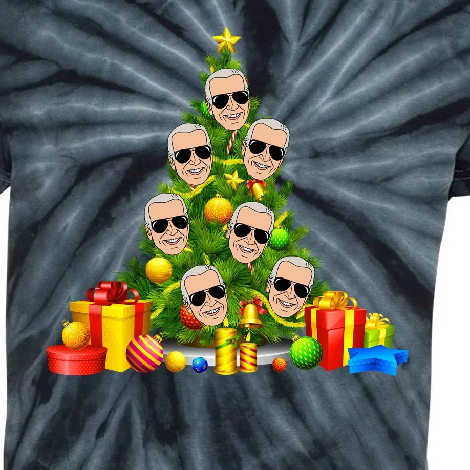 Joe Biden Rockin Around The Christmas Tree Kids Tie-Dye T-Shirt