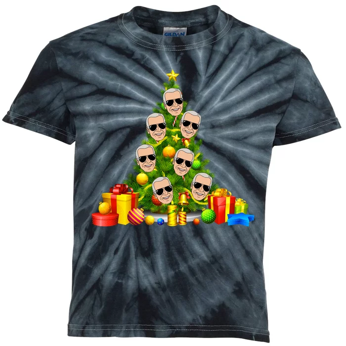 Joe Biden Rockin Around The Christmas Tree Kids Tie-Dye T-Shirt