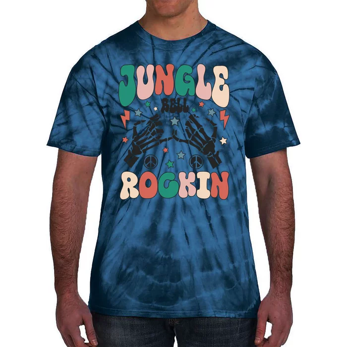 Jingle Bell Rockin Funny Skeleton Dancing Christmas Holiday Xmas Tie-Dye T-Shirt