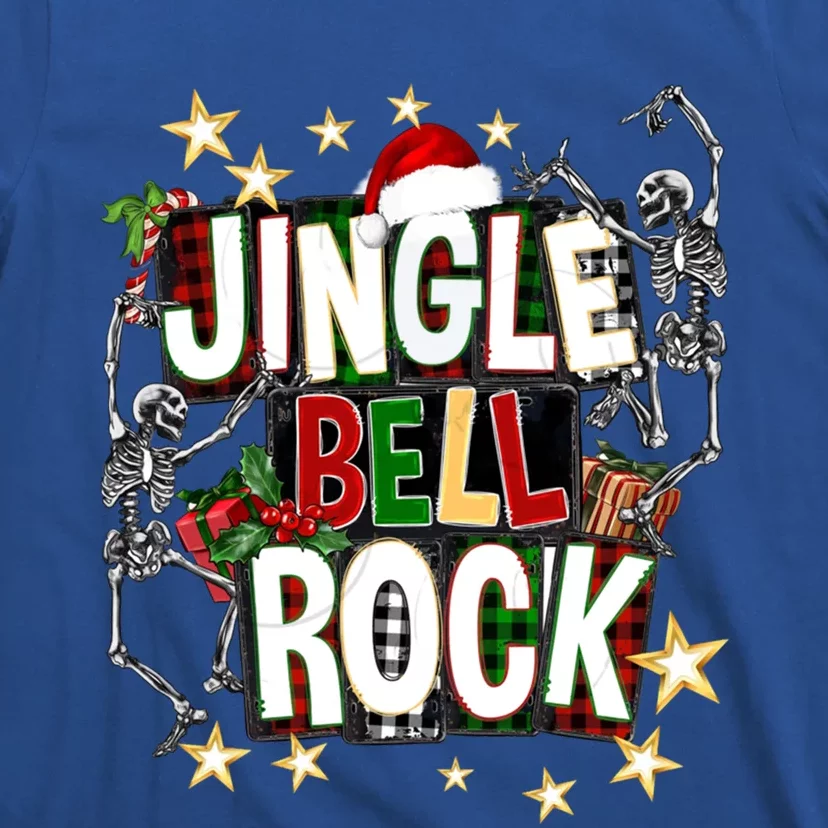 Jingle Bell Rockin Skeleton Dancing Buffalo Plaid Xmas Funny Gift Great Gift T-Shirt