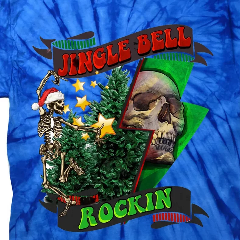 Jingle Bell Rockin Skeleton Dancing Xmas Tree Lights Pajamas Gift Tie-Dye T-Shirt