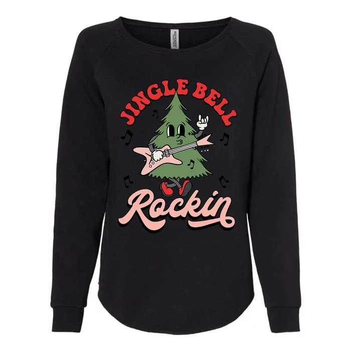 Jingle Bell Rockin Groovy Retro Christmas Xmas Tree Gift Womens California Wash Sweatshirt