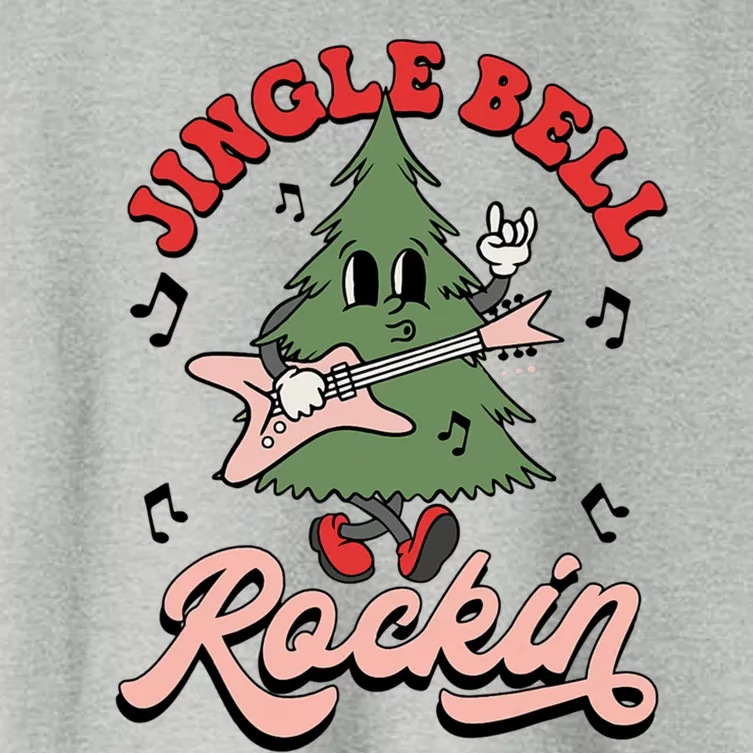 Jingle Bell Rockin Groovy Retro Christmas Xmas Tree Gift Women's Crop Top Tee