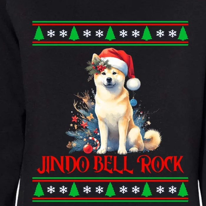 Jindo Bell Rock Cute Xmas Jindo Dog Santa Christmas Puns Cool Gift Womens California Wash Sweatshirt